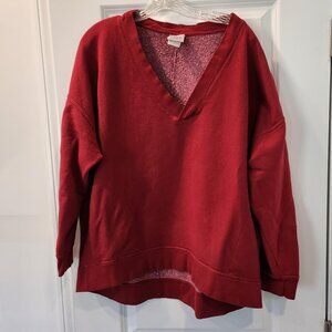 Champion Women's Red Oversized V-Neck Sweatshirt Size XL EUC